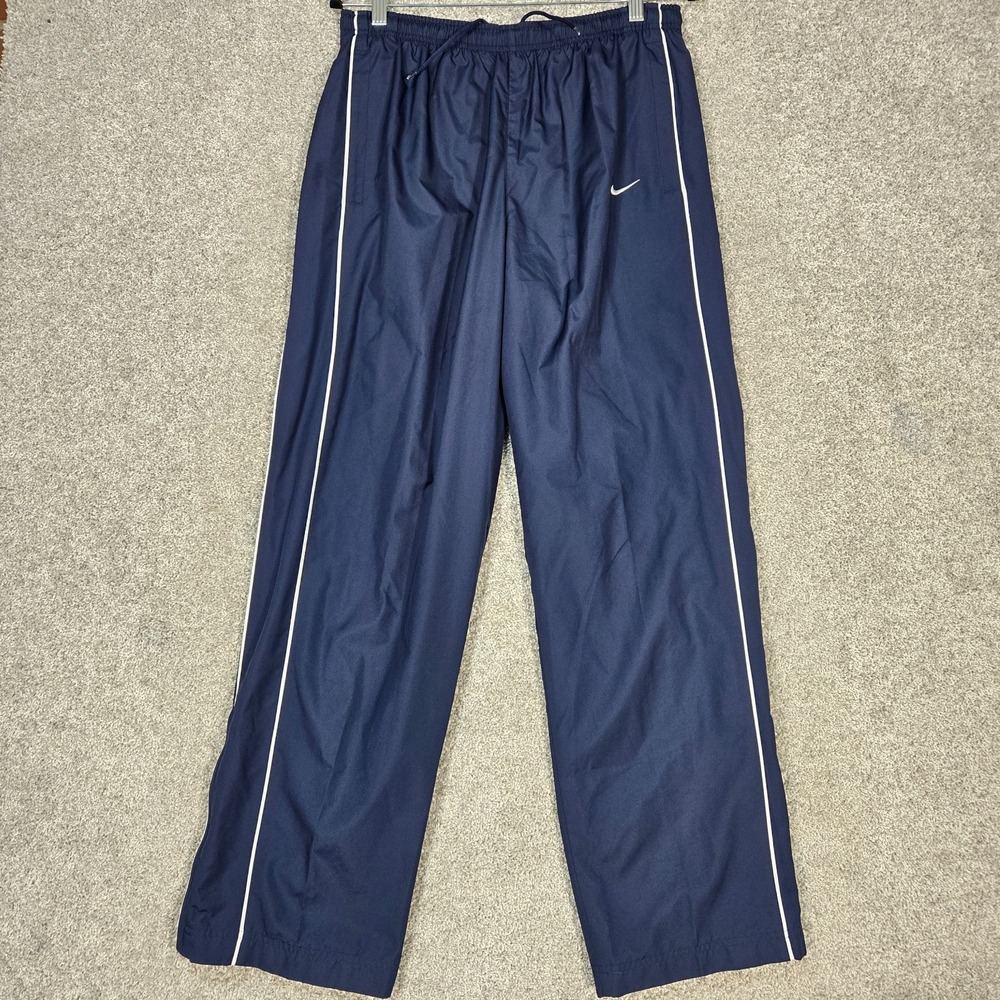Vintage Nike Track Pants Mens M Windbreaker side Stripe Y2K jersey lined